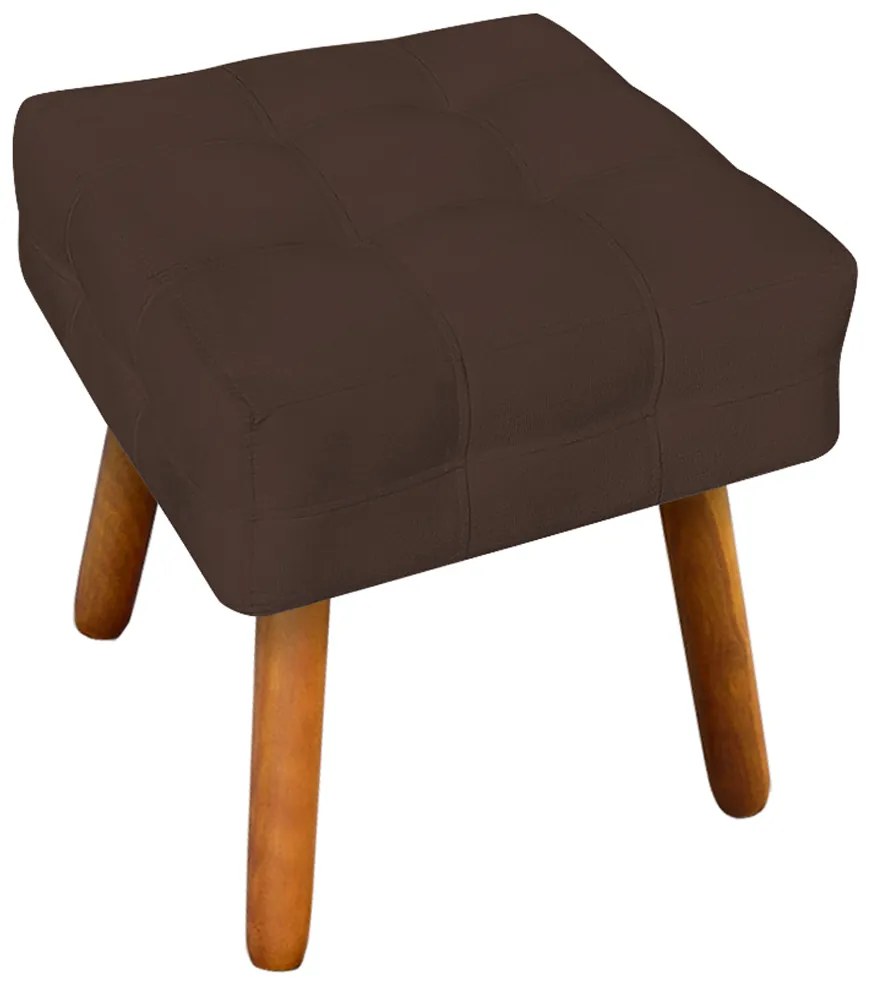 Puff Decorativo Pés Palito Karen Suede Marrom G19 - Gran Belo
