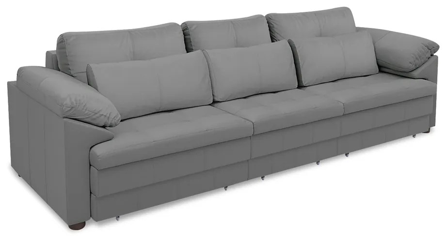 Sofá Retrátil Manual Sala de Estar Nolan Bipartido 257cm Conforto Premium em Couro Cinza G58 - Gran Belo