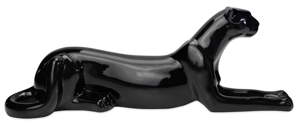 Escultura Decorativa Onça Deitada Preta 17,5x51x13 Cm - D'Rossi