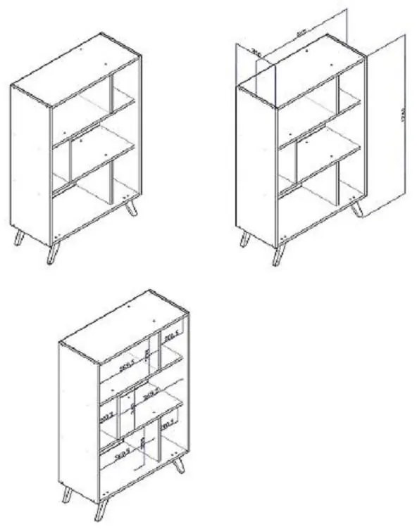 Estante Para Livros Com Nichos Retrô - Branco