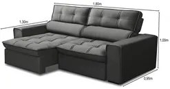 Sofá Retrátil Reclinável 3 Lugares 180cm Blanches F05 Veludo Grafite -