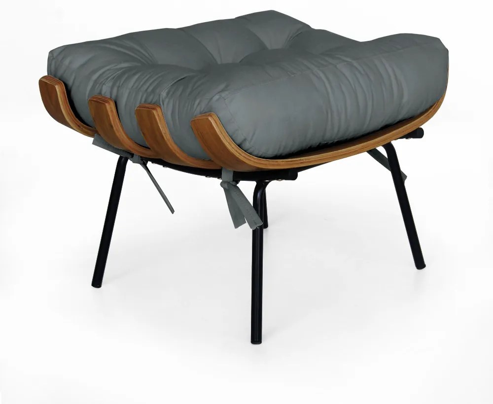 Puff Decorativo Sala de Estar Costela Rib Suede Cinza Grafite