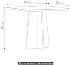 Mesa de Jantar Quadrada 90cm 4 Lugares Zuma Off White N02   - Mpozenat