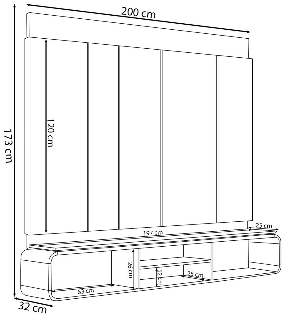 Painel Home Decorativo Zendaya MDP/MDF TV até 75 Polegadas Portas Tauari/Off White G77 - Gran Belo