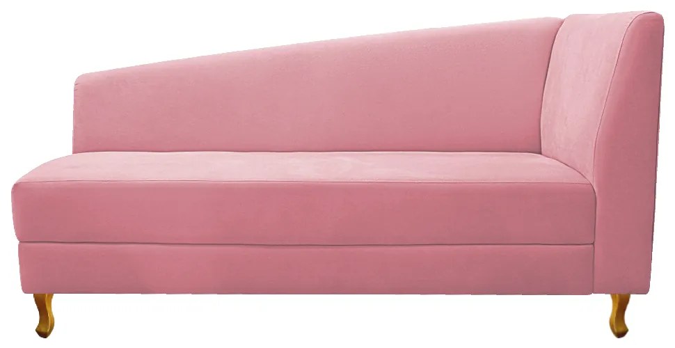 Recamier Valéria 140cm Lado Esquerdo Suede Rosa Bebê- ADJ Decor