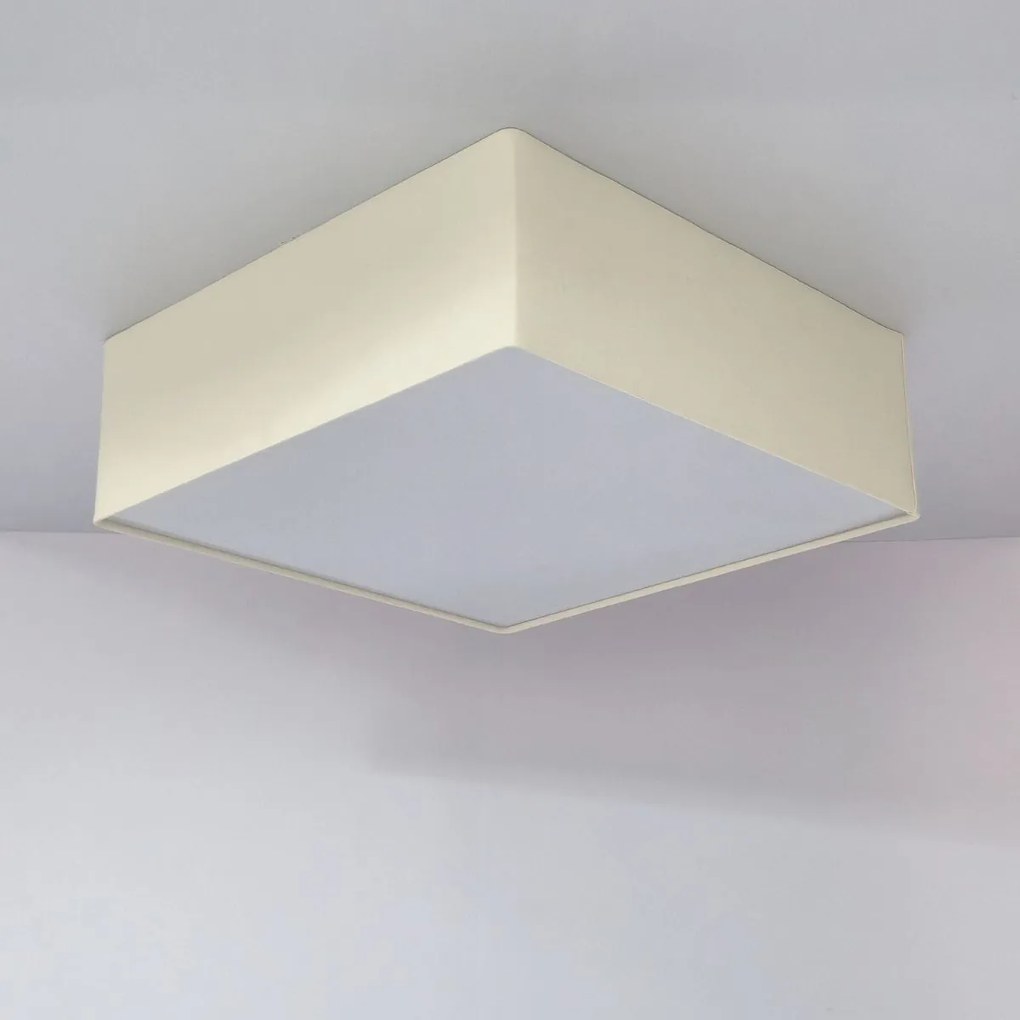 Plafon Quadrado Md-3002 Cúpula em Tecido 50x50x15cm Algodão Crú - Bivolt
