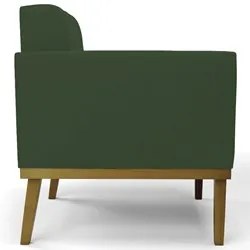 Sofá Namoradeira e 2 Poltronas Base Madeira Castanho Ana Veludo Verde