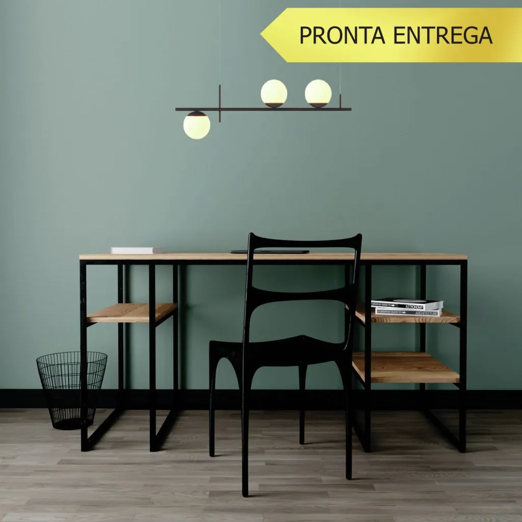 Pendente Three Gud Retângular 26X12X80Cm Alumínio E Globo Ø12Cm Fosco... (COBRE, FOSCO)