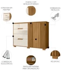 Cômoda Para Quarto 4 Gavetas 147cm Gênova Z17 Freijó/Off White - Mpoze
