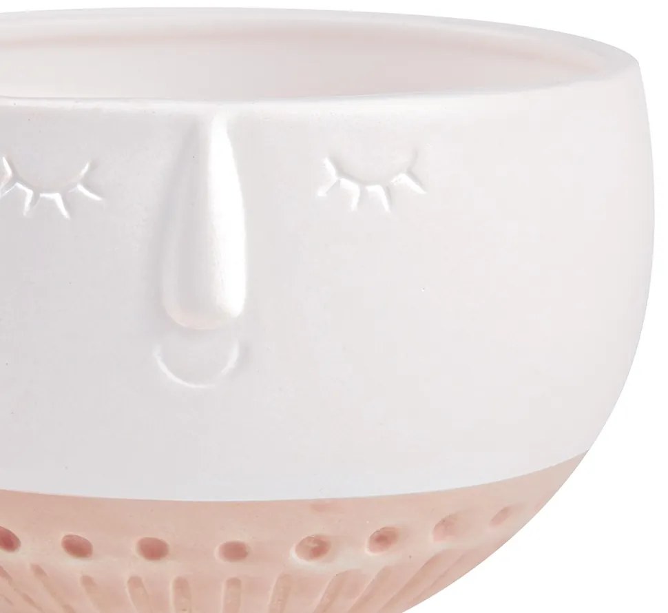Cachepot em Cerâmica Branco e Rosê 12,5x16,5 cm - D'Rossi