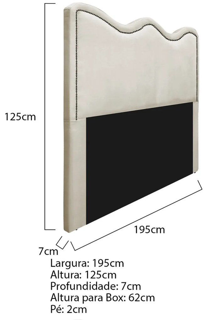 Cabeceira King Bari P02 195 cm para cama Box Linho - ADJ Decor