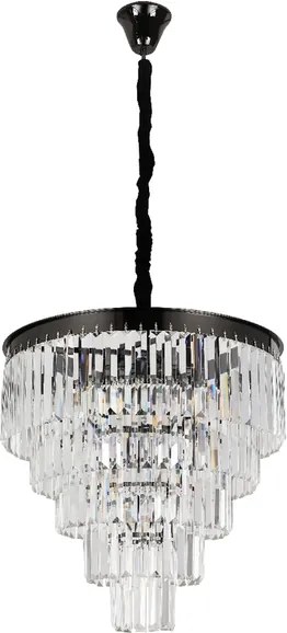 Pendente Cristal Metal Preto Cromado 55Cm Palace