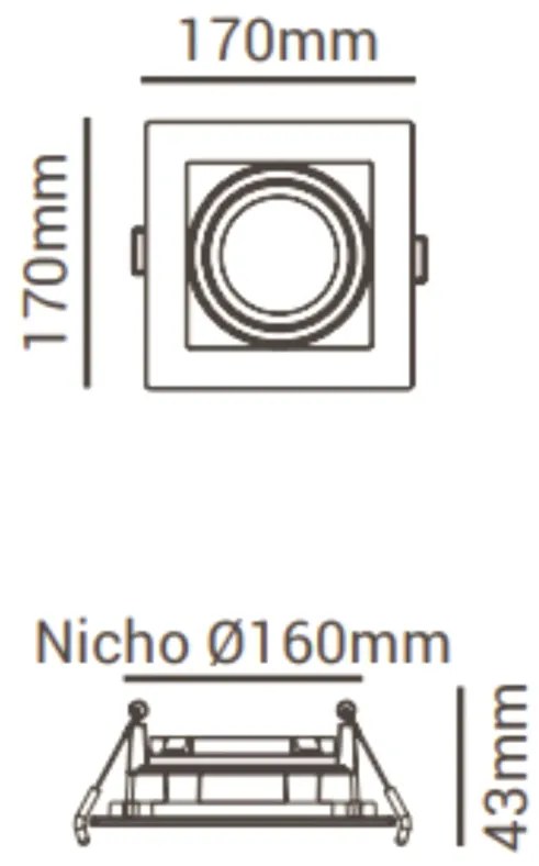 Spot De Embutir Quadrado Recuado 17X17X4,4Cm 1 X Ar111 - Branco | Opus...