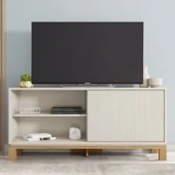 Rack Bancada Para TV 45 Pol 136cm Lucca Off White/Freijó C01 - Mpozena