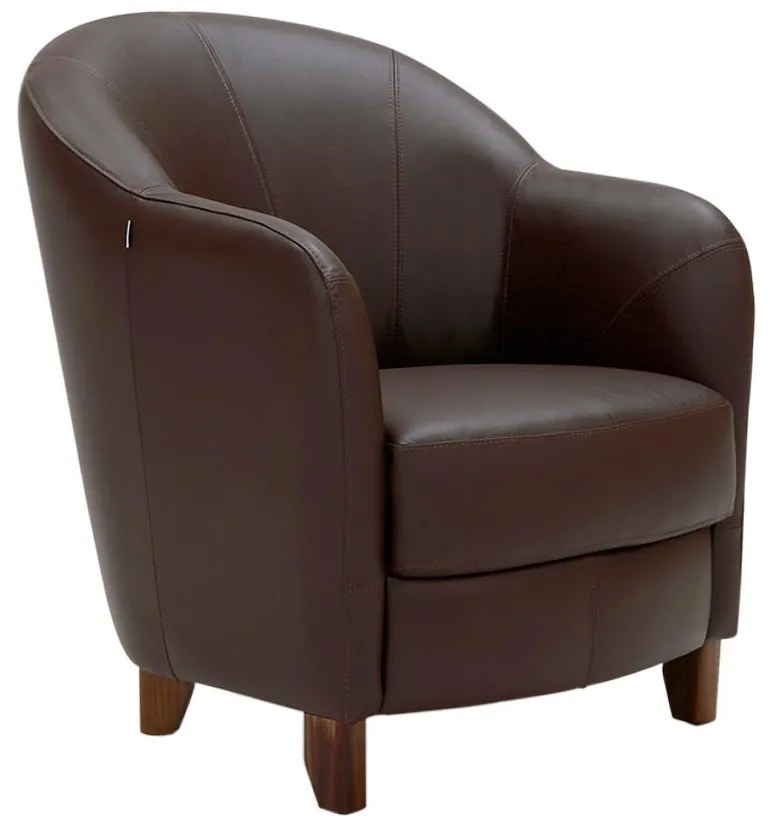 Poltrona Decorativa Sala de Estar Pés Madeira Kairós Couro Chocolate G03 - Gran Belo