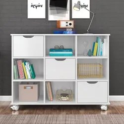 Kit 2 Nichos Organizadores 3 Gavetas com Rodízios Branco - Qmovi