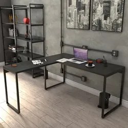 Mesa de Escritório Office em L 150x150cm Estilo Industrial Prisma C08