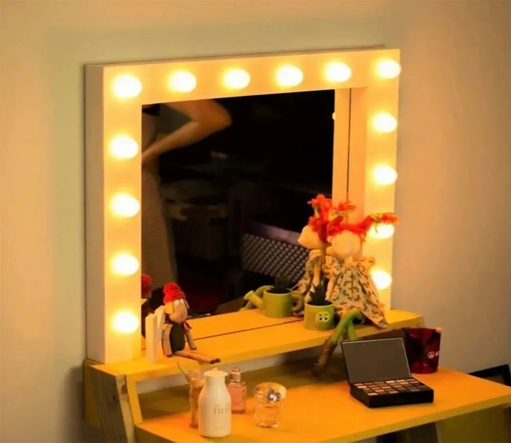Kit Arandela 10 L&acirc;mpadas Luz Camarim 3 Cores Led Auto-colantes Para Colar no Espelho
