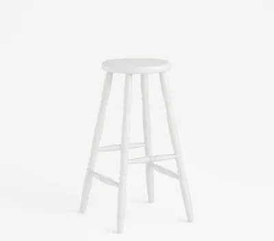 Banqueta Alta em Madeira Maciça 75cm Branco Marin Brasil