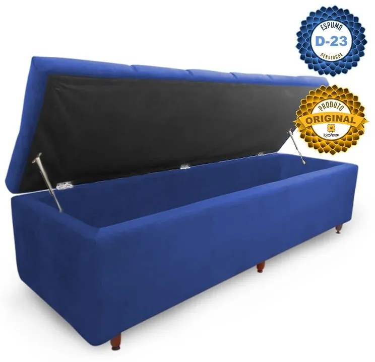 Calçadeira Baú Casal 140cm Veneza Suede Azul - Sheep Estofados