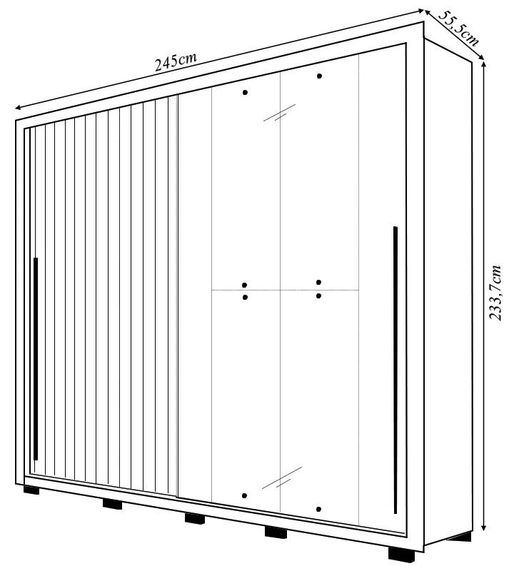 Guarda Roupa Marajó 245cm Ripado 2 Portas de Correr e 4 Gavetas com Espelho MDP Branco G11 - Gran Belo