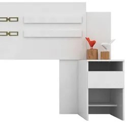 Cabeceira Casal Com 2 Mesas De Cabeceira Triunfo D02 Branco - Mpozenat