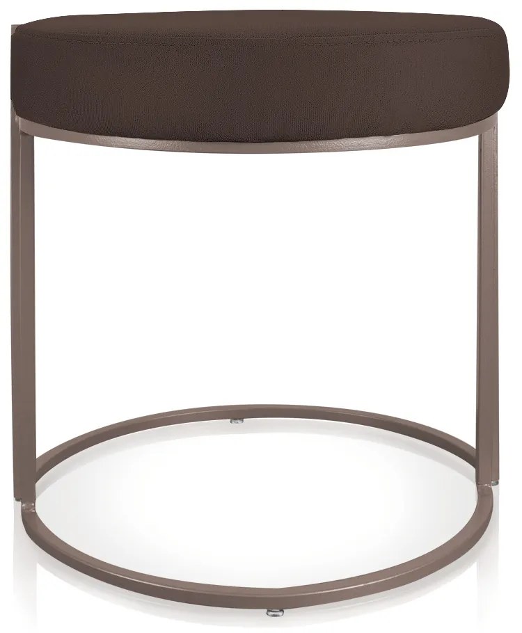 Puff Redondo Base Industrial Rosê Love Suede - Marrom