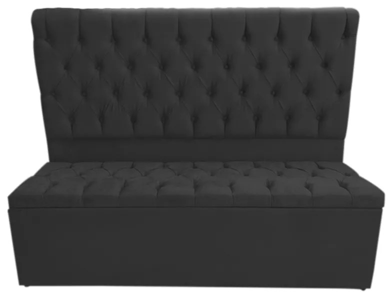 Cabeceira com Calçadeira Baú Solteiro 100cm Nicole Suede Preto - Sheep Estofados - Preto