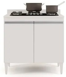 Balcão para Cooktop 80cm 2 Portas Flórida Branco - Lumil Móveis