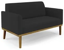 Sofá Namoradeira e 2 Poltronas Base Madeira Castanho Maressa Veludo Pr