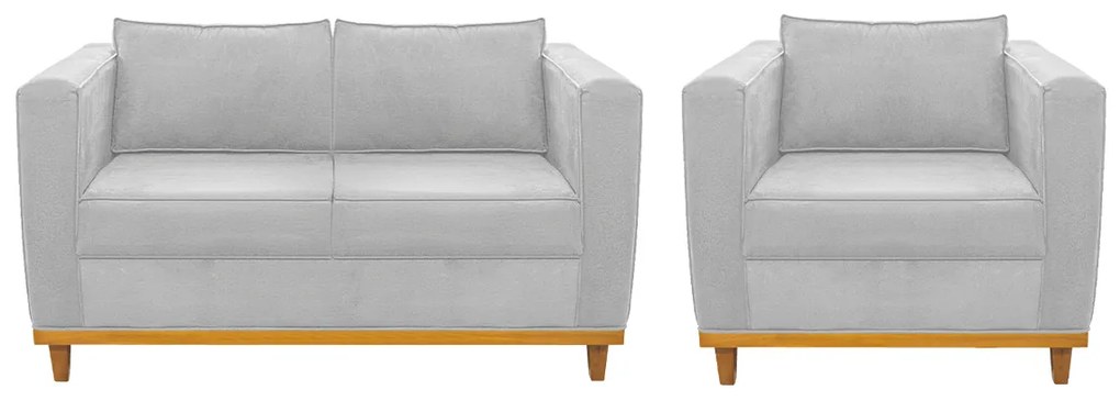Kit Sofá 2 Lugares e Poltrona Europa Corano Branco ADJ Decor