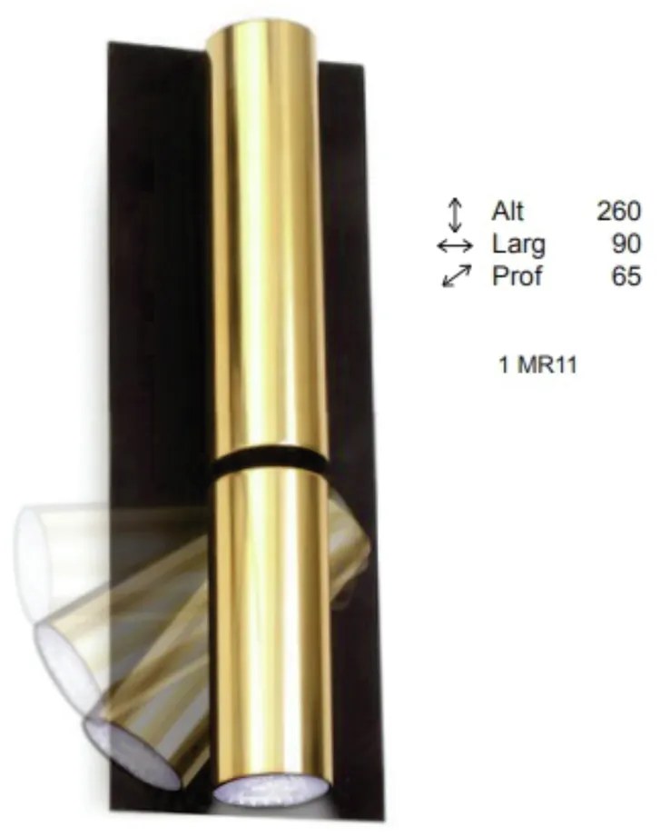 Arandela Swilver Tubo 2 Facho 1 Movel 6,5X09X26Cm 2Xmr11 C/ Interrupto... (DOURADO FOSCO)