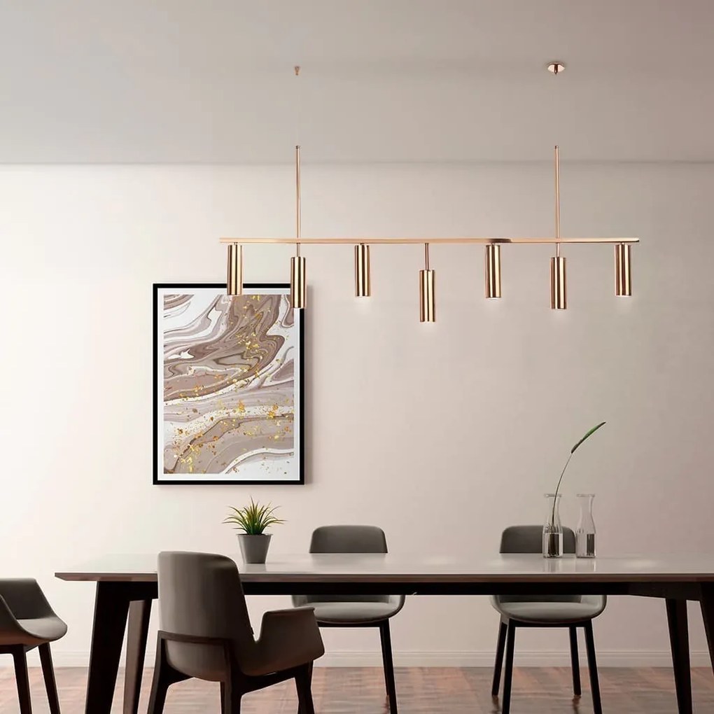Pendente Retangular Tubos Irregular 130X5X59Cm Metal 07Xmr11 | Old Art... (COBRE FOSCO)