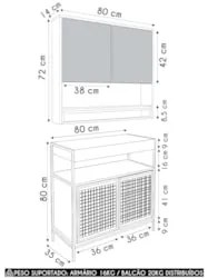 Gabinete Banheiro Liny Com Cuba e Espelheira Moscow Mel Z54 - Mpozenat