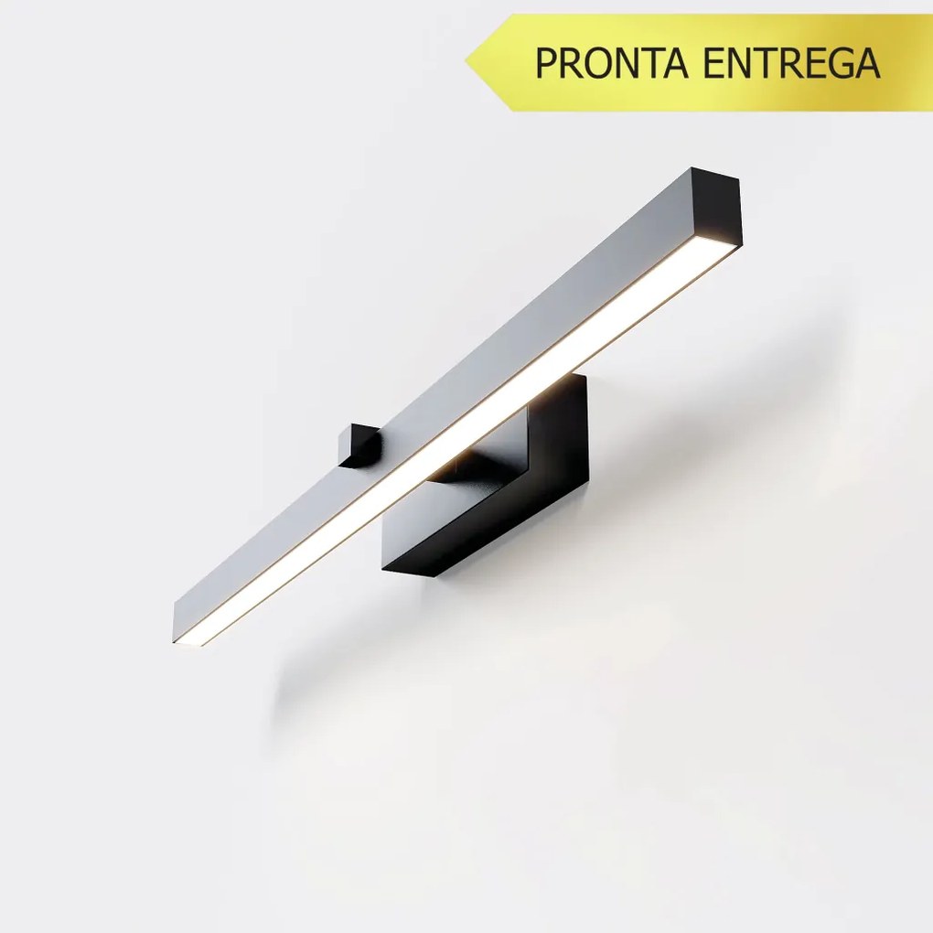 Arandela Horizontal Long 5X8,5X60Cm Led 9W 3000K - Qimporta Ar2524 (PRETO)