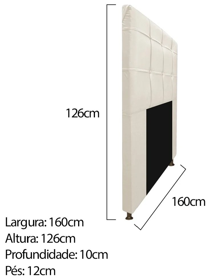 Kit Cabeceira e Calçadeira Baú Estofada Mel 160 cm Queen Size Com Capitonê Corano Bege - ADJ Decor