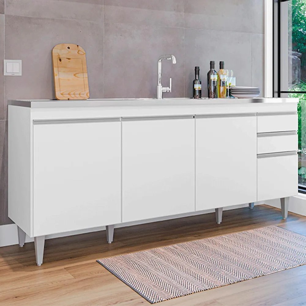 Balcão de Cozinha para Pia Apex MDP/BP Branco G96 - Gran Belo