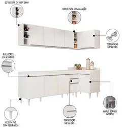 Armário de Cozinha Modulado de Canto Esquerdo 5 Peças CP52 Balcão sem
