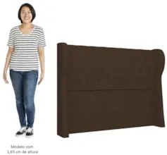 Cabeceira Casal Cama Box 140cm Malva Z04 Boucle Marrom - Mpozenato