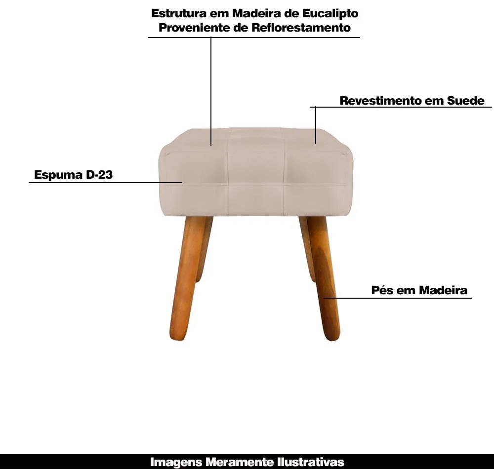 Kit 2 Puffs Decorativos Pés Palito Karen Suede Bege G19 - Gran Belo