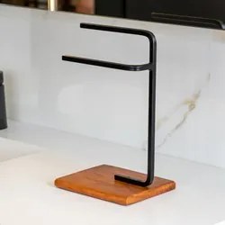 Porta Toalha de Rosto Para Pia Glam Base de Madeira D09 Preto - Mpozen