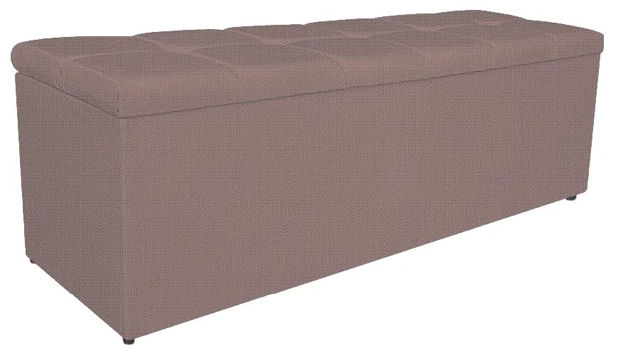 Calçadeira Estofada Manchester 160 cm Queen Size Linho Rosê - ADJ Decor
