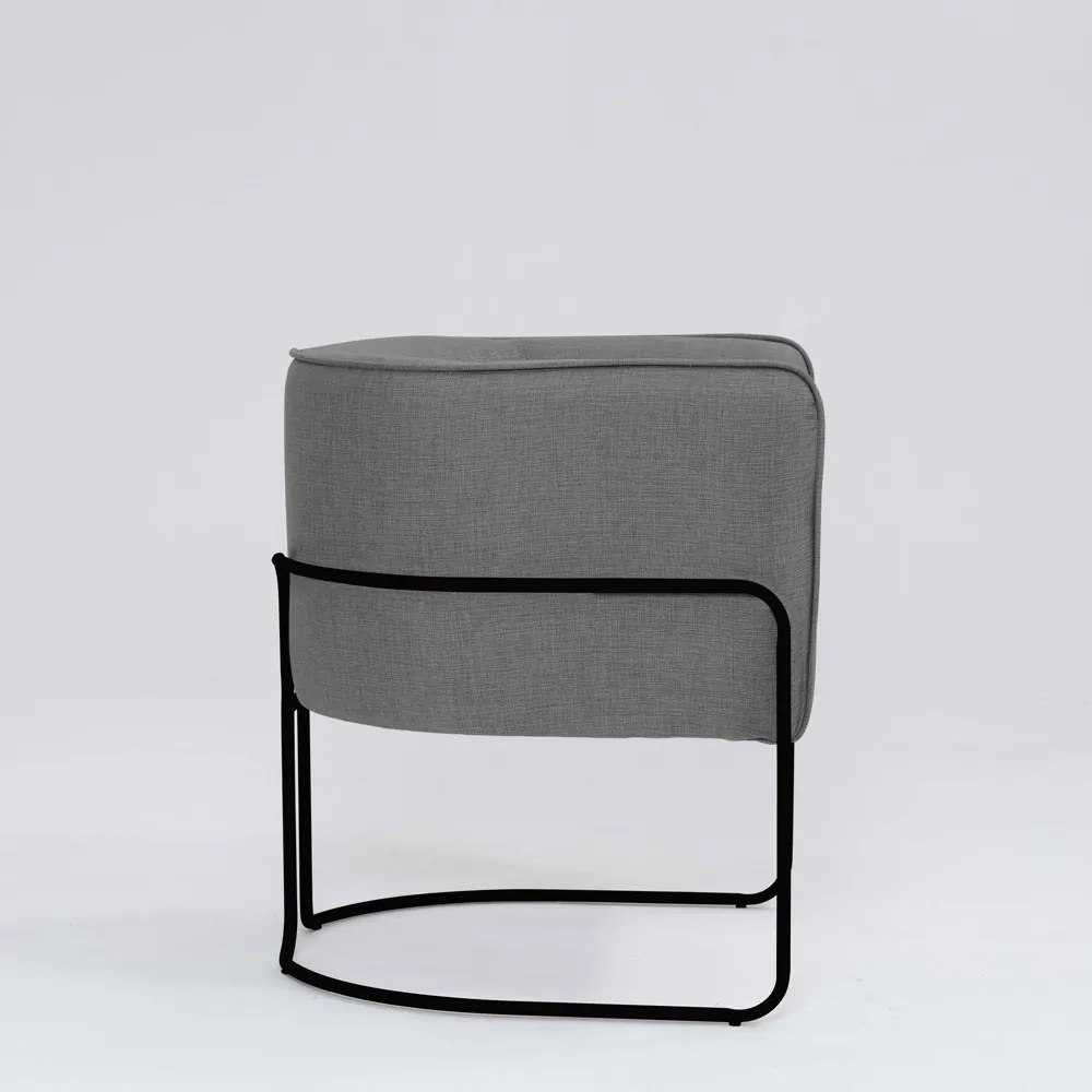 Poltrona Decorativa Belinda D07 Base Aço Linho Mescla Cinza - D'Rossi