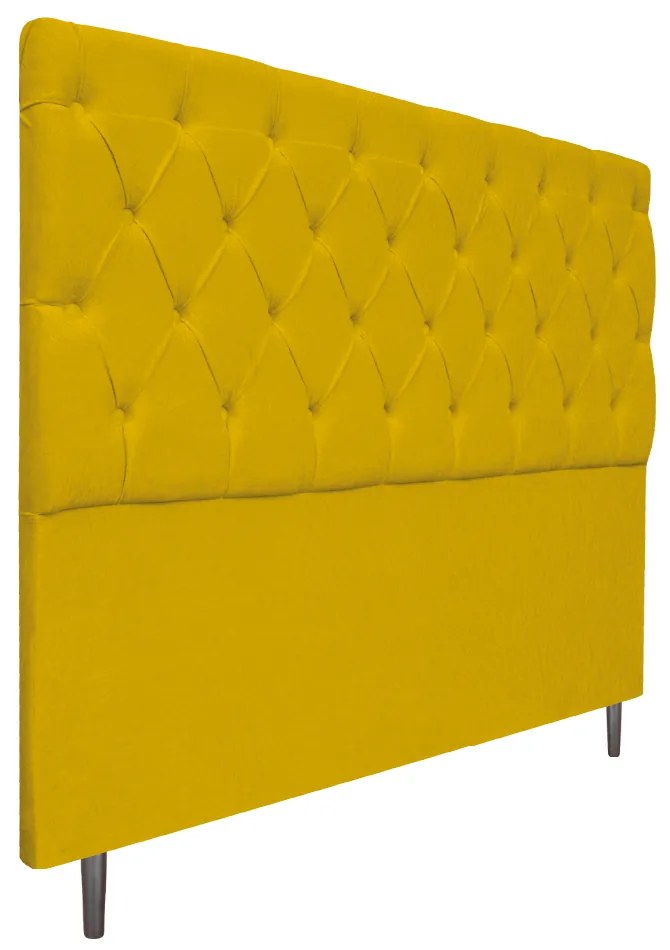 Cabeceira Estofada Liverpool 140 cm Casal Suede Amarelo - ADJ Decor