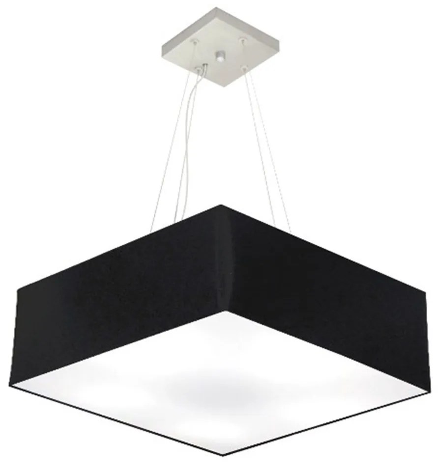 Lustre Pendente Quadrado Md-4198 Cúpula em Tecido 15/60x60cm Preto - Bivolt