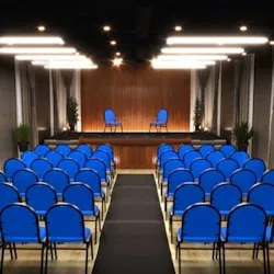Kit 3 Cadeiras Hoteleiras Auditório Empilhável Sintético Z33 Azul - Mp
