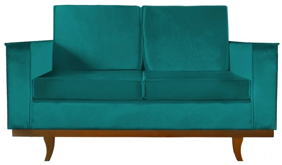 Sofá Dubai 2 Lugares Decorativo 1,50 m Sala Veludo Azul Tiffany