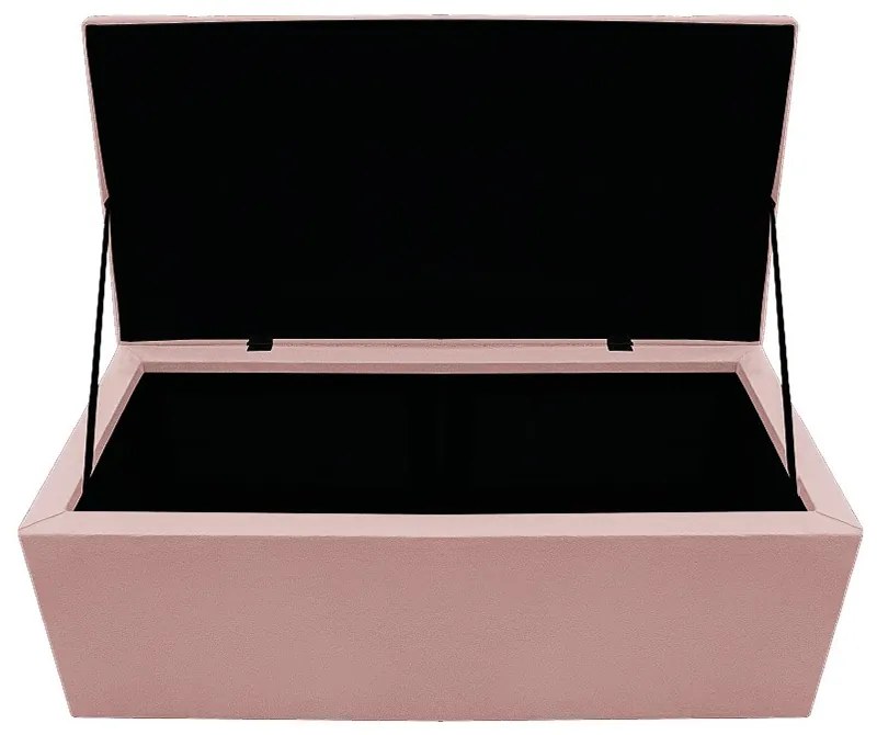 Recamier Baú Estofada Mel 90 cm Solteiro Com Capitonê  Suede Rosê - ADJ Decor