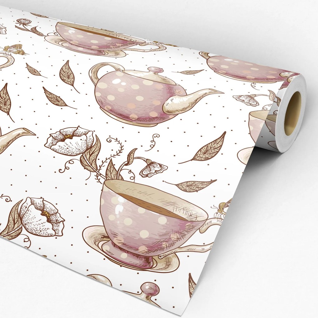 Papel de parede adesivo casual xícaras