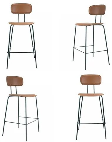 Kit 04 Banquetas New York Alta Caramelo Base Aço - 73032 Sun House